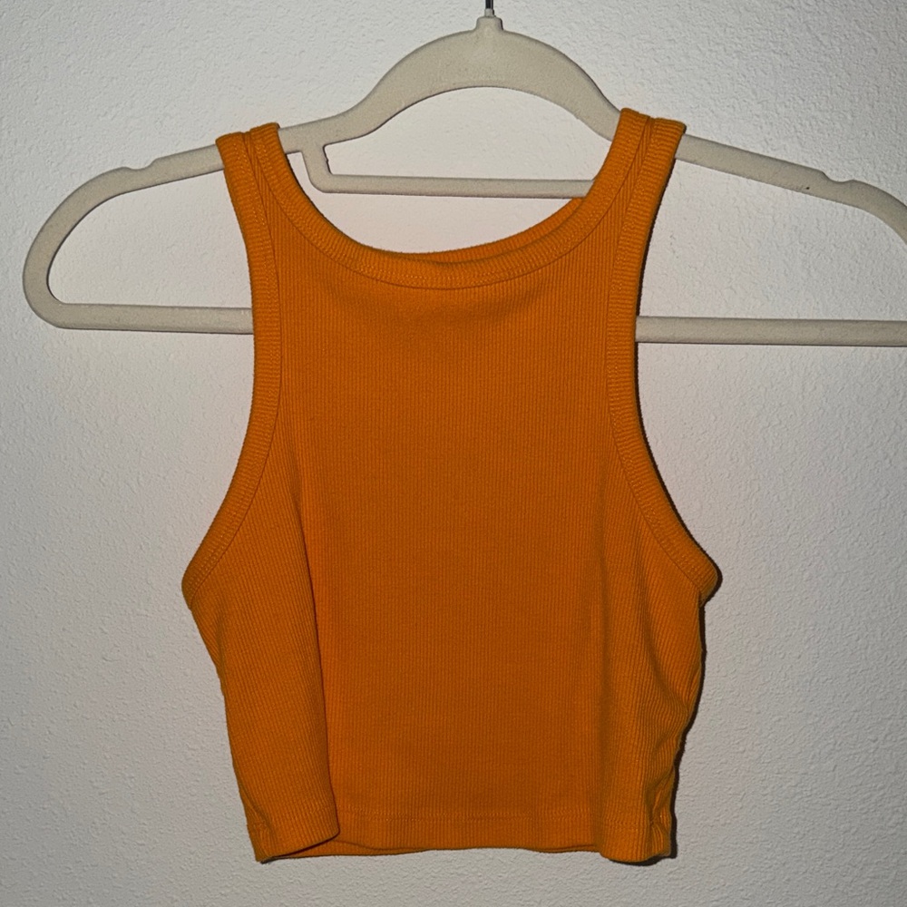 wild fable Orange Ribbed Tank Crop Top